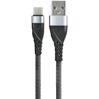 Kabel USB - USB-C EVERACTIVE 1m 3A pleciony szary (CBB-1CG)