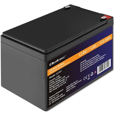 Qoltec Akumulator LiFePO4 Litowo-Żelazowo-Fosforanowy | 12.8V | 12Ah | 153.6Wh | BMS
