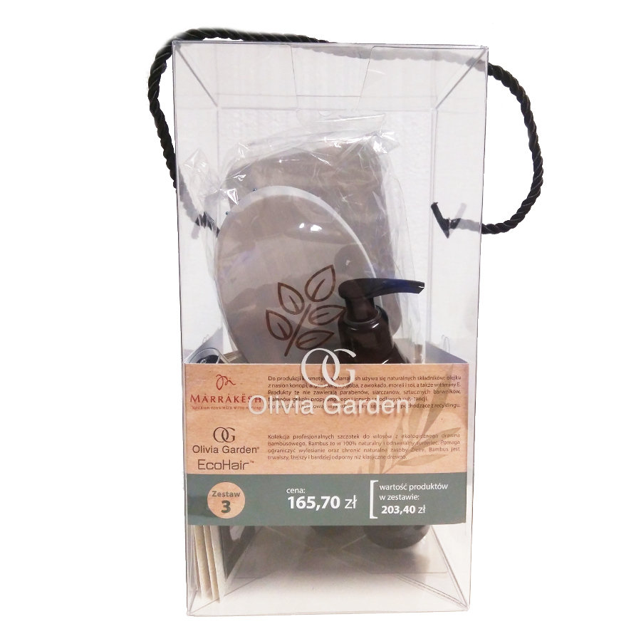 Olivia Garden Olivia Garden Set 3 | Zestaw do włosów szczotka EcoHair Paddle Styler + szczotka EcoHair Paddle Detangler + krem na końcówki 118ml + olejek 60ml