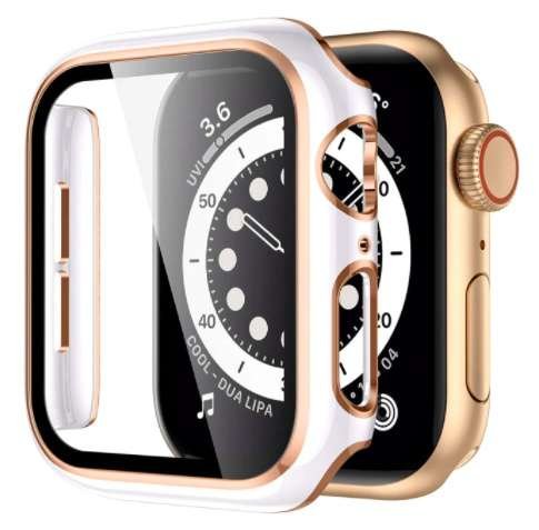 Etui + Szkło 2W1 Do Apple Watch 7/8 41Mm Biało-Rosegold