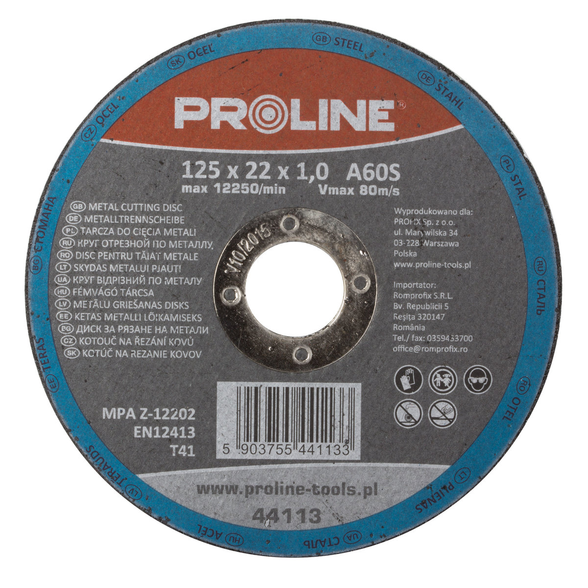 Proline Tarcza płaska do cięcia metalu T41 125x2.5x22 mm A30S 44112 PX44112