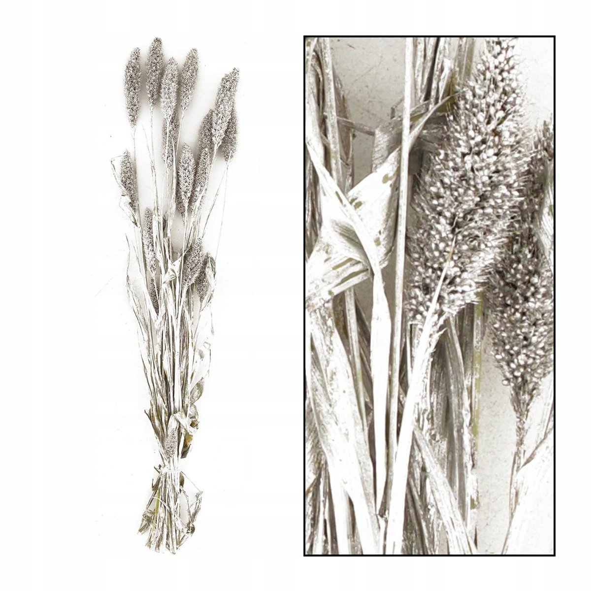 Bukiet Setaria Suszona Srebrna Gałązki Świąteczne