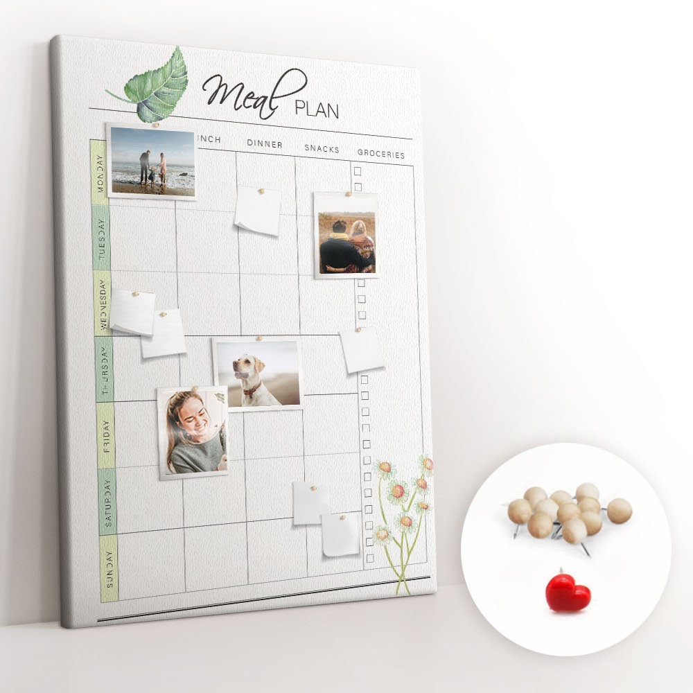 Planer na Ścianę XXL 100x140 cm + Pinezki Drewniane - Plan posiłków