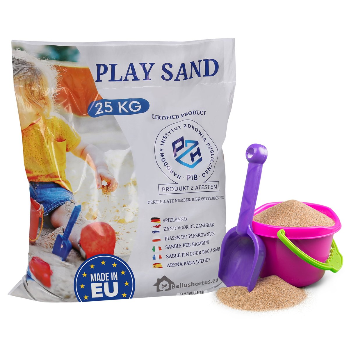 Piasek do piaskownicy płukany 0-2 mm z atestem PZH 25kg 25 kg