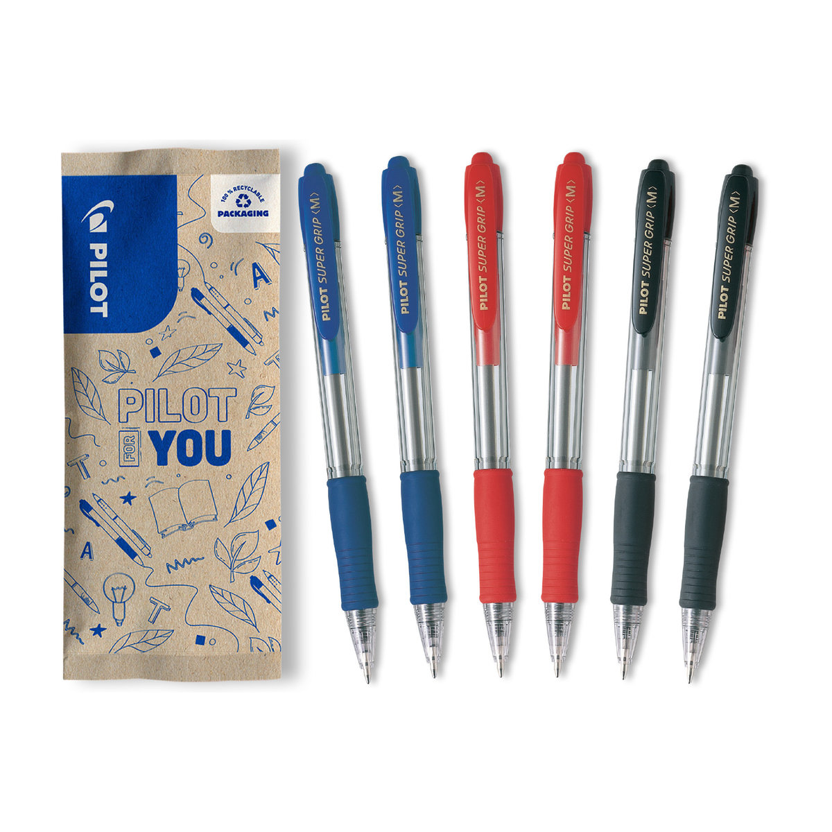 Zestaw Długopis PILOT M SUPER GRIP G w mix kolorów