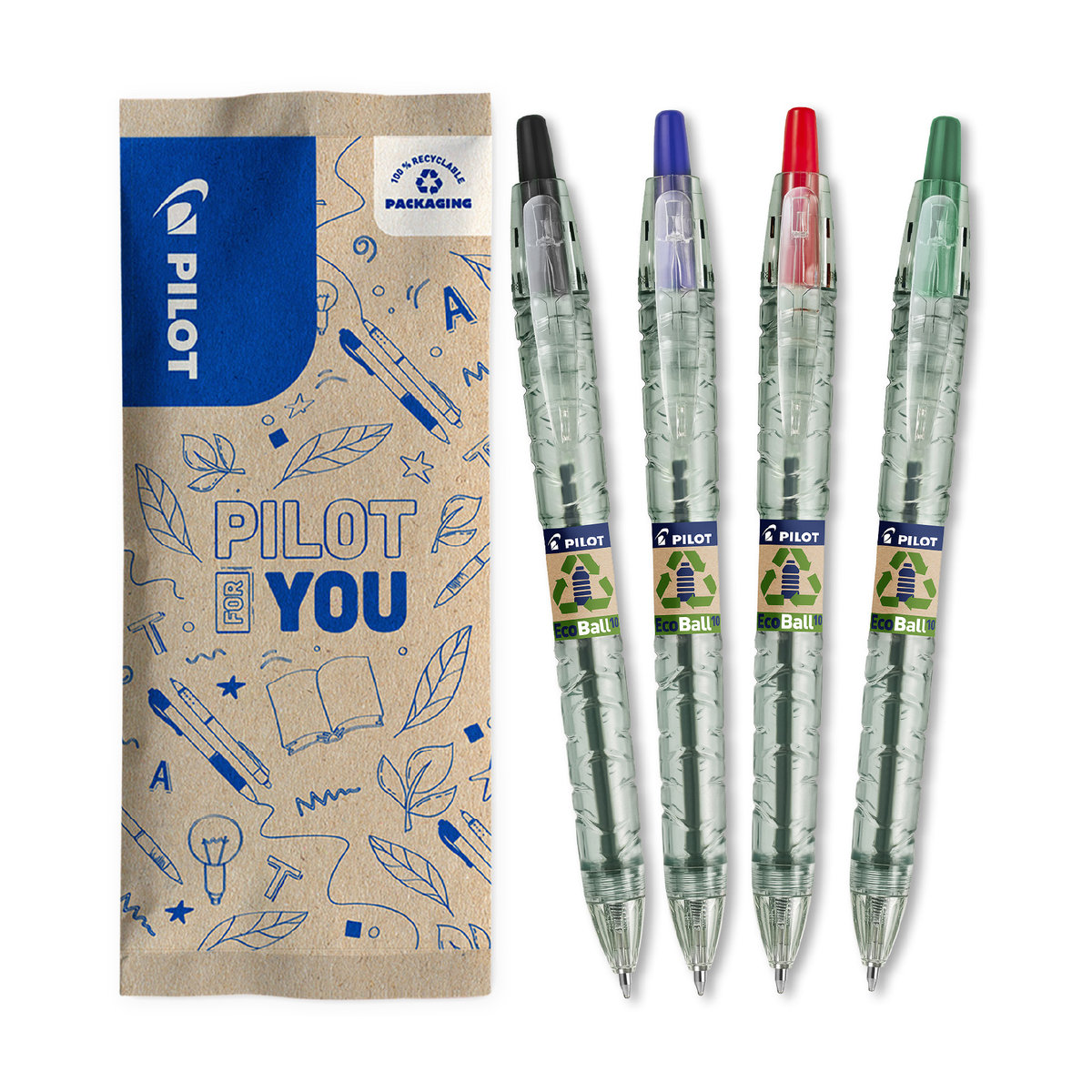 Zestaw długopisów olejowych PILOT B2P mix 4 kolory