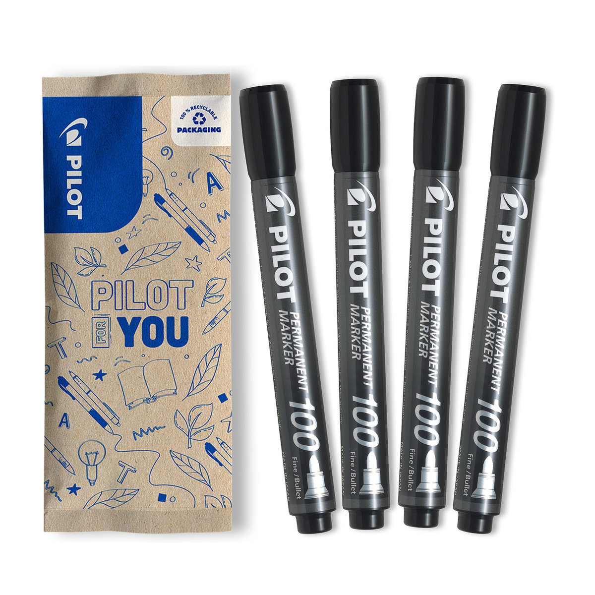 Zestaw 4x Marker permanentny PILOT SCA-100 czarny