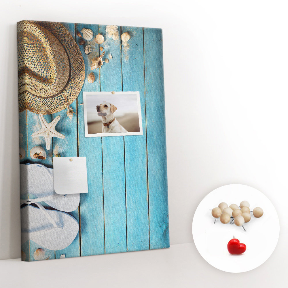 Planer na ścianę, Tablica z Drewnianymi Pinezkami 40x60 cm - Kapelusz i klapki