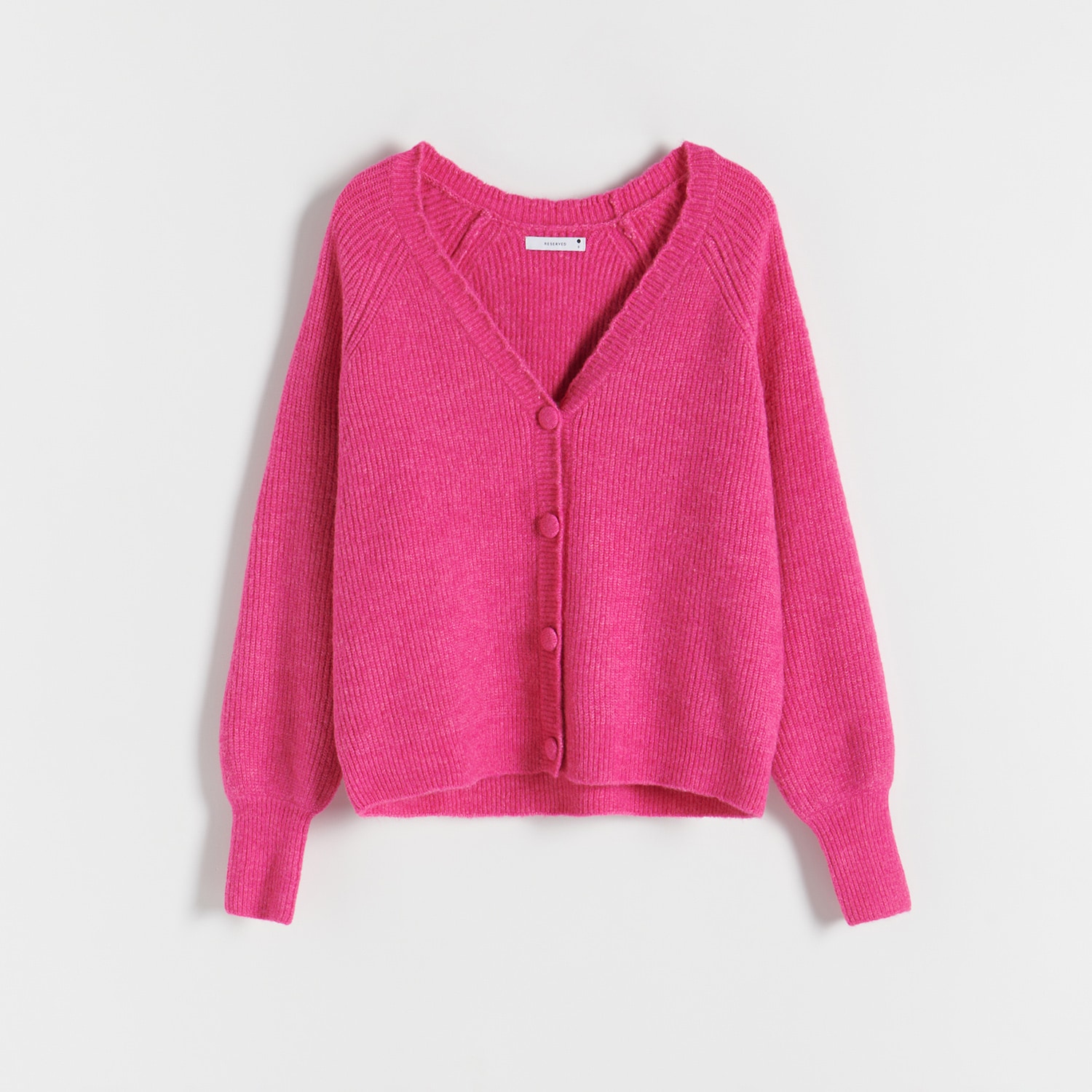 Reserved - Sweter na guziki - Różowy