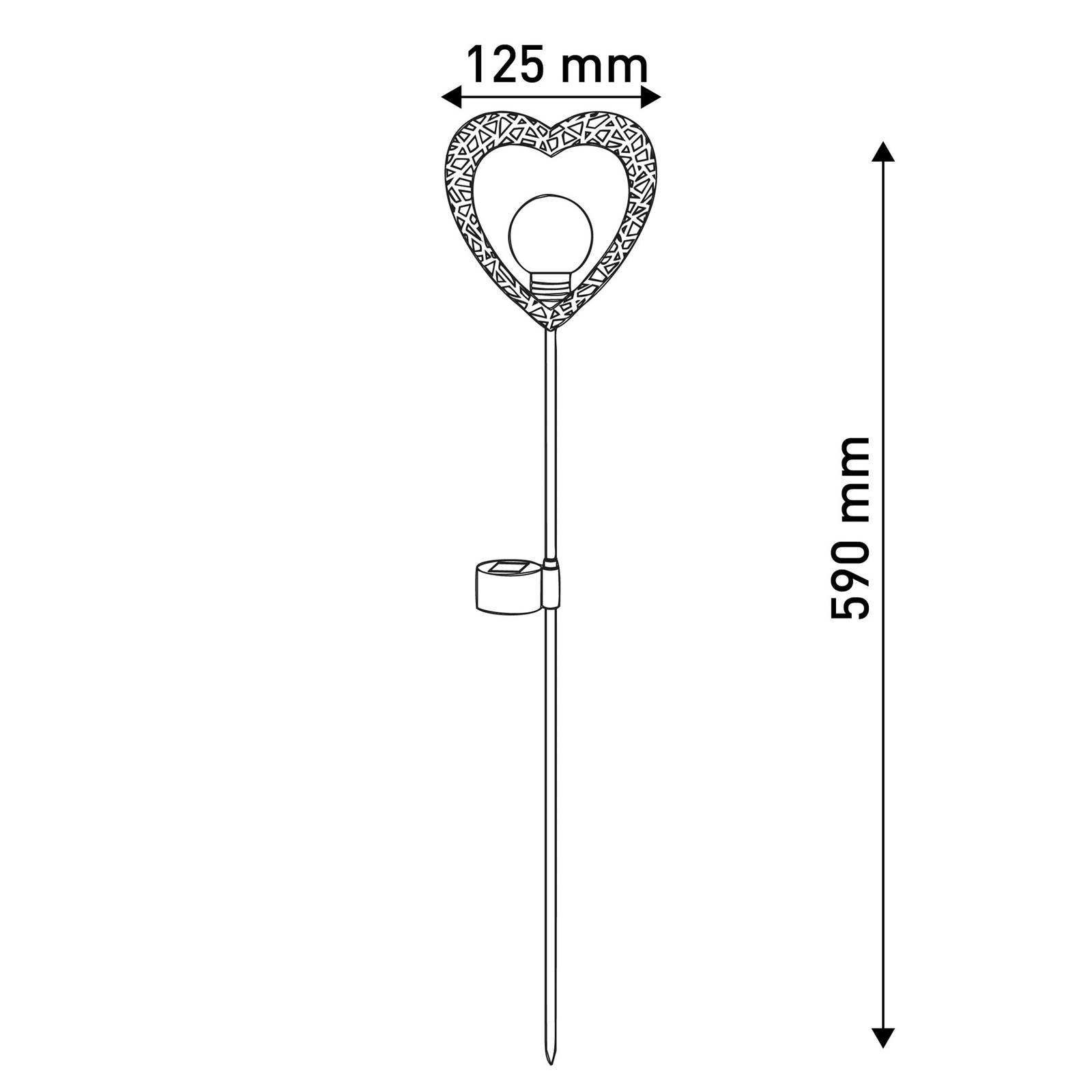 Näve Lampa solarna Serce, grot, LED ciepła biel, 2x