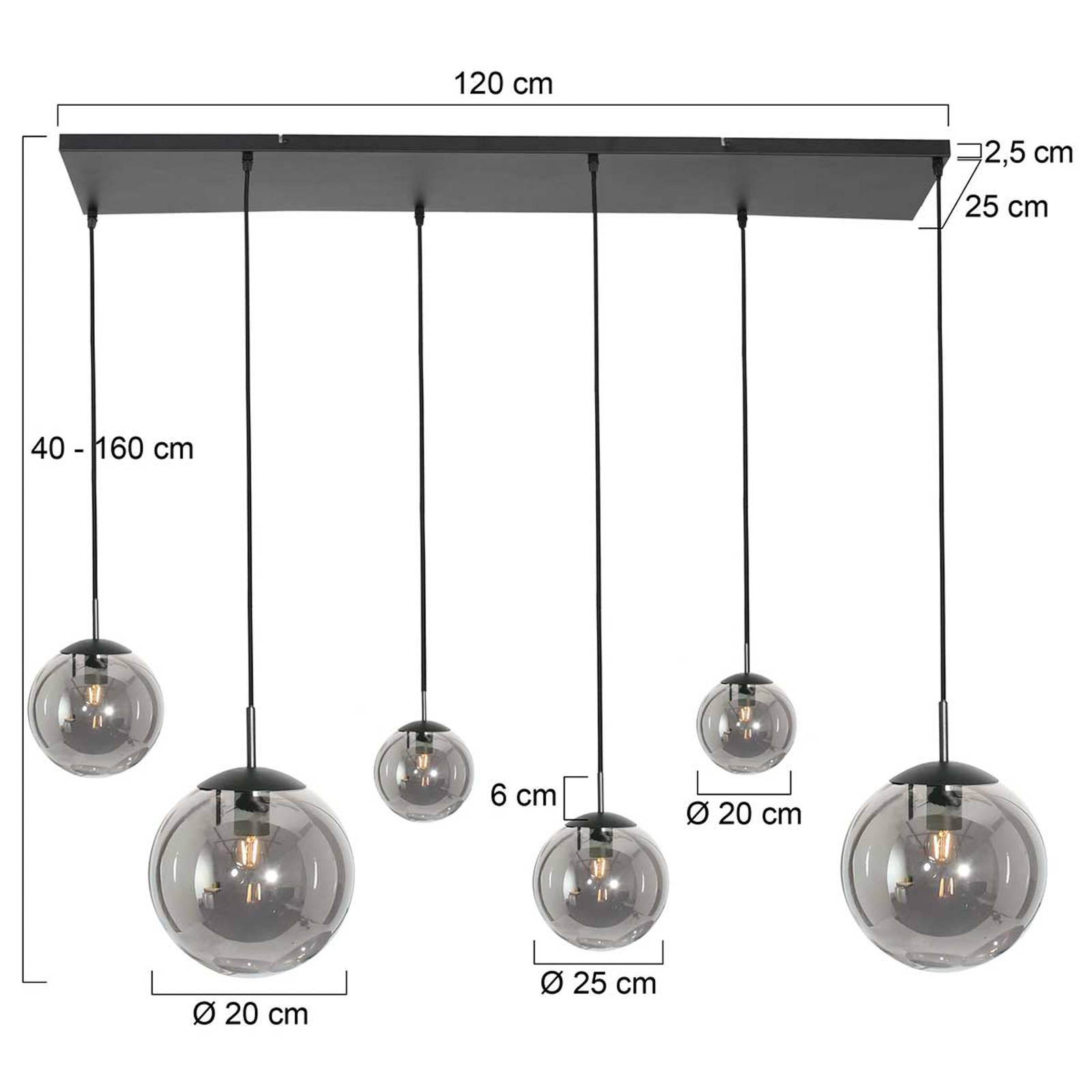 Steinhauer Lampa wisząca Bollique, 6-punktowa, czarna
