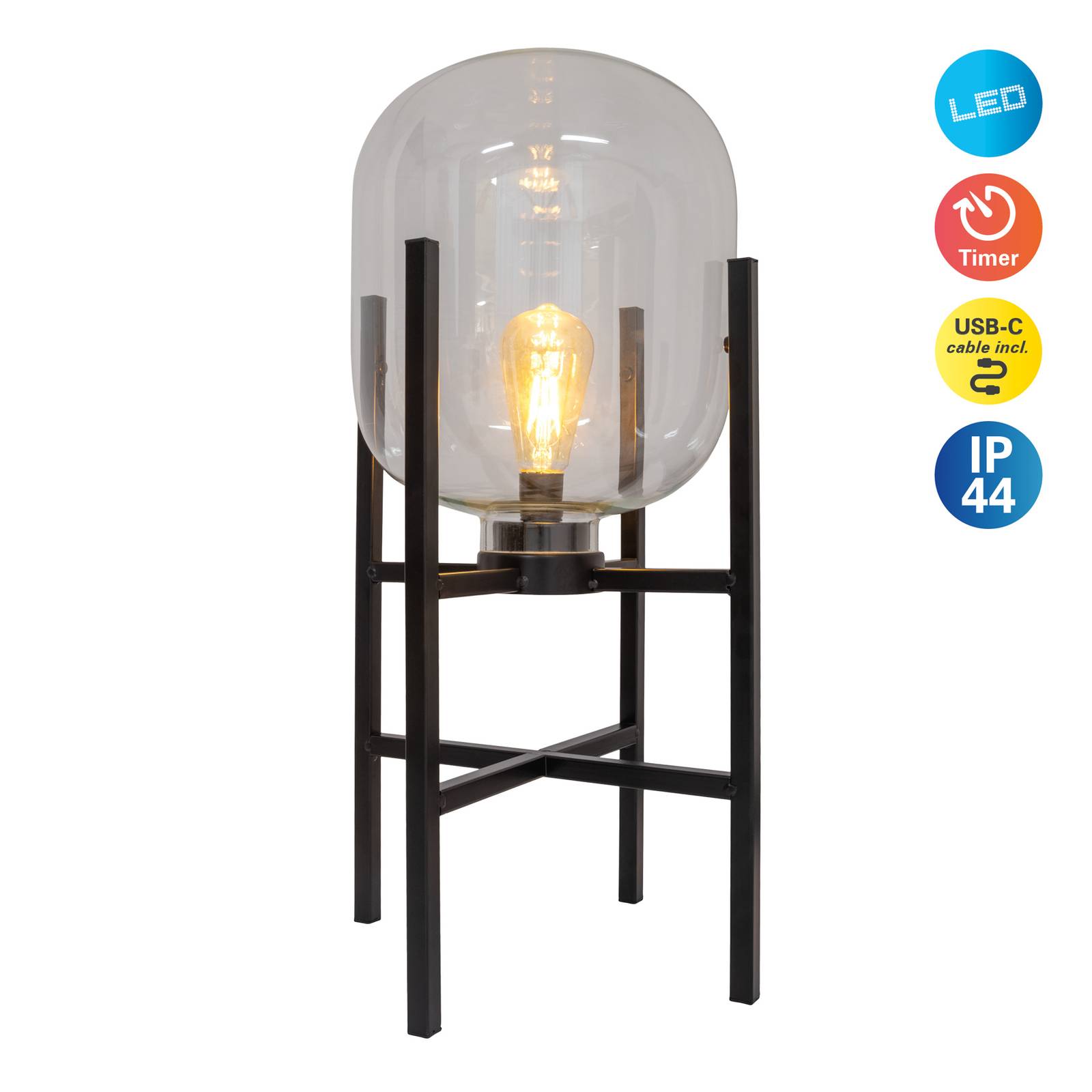 Näve Lampa dekoracyjna Lora ze szkła i metalu