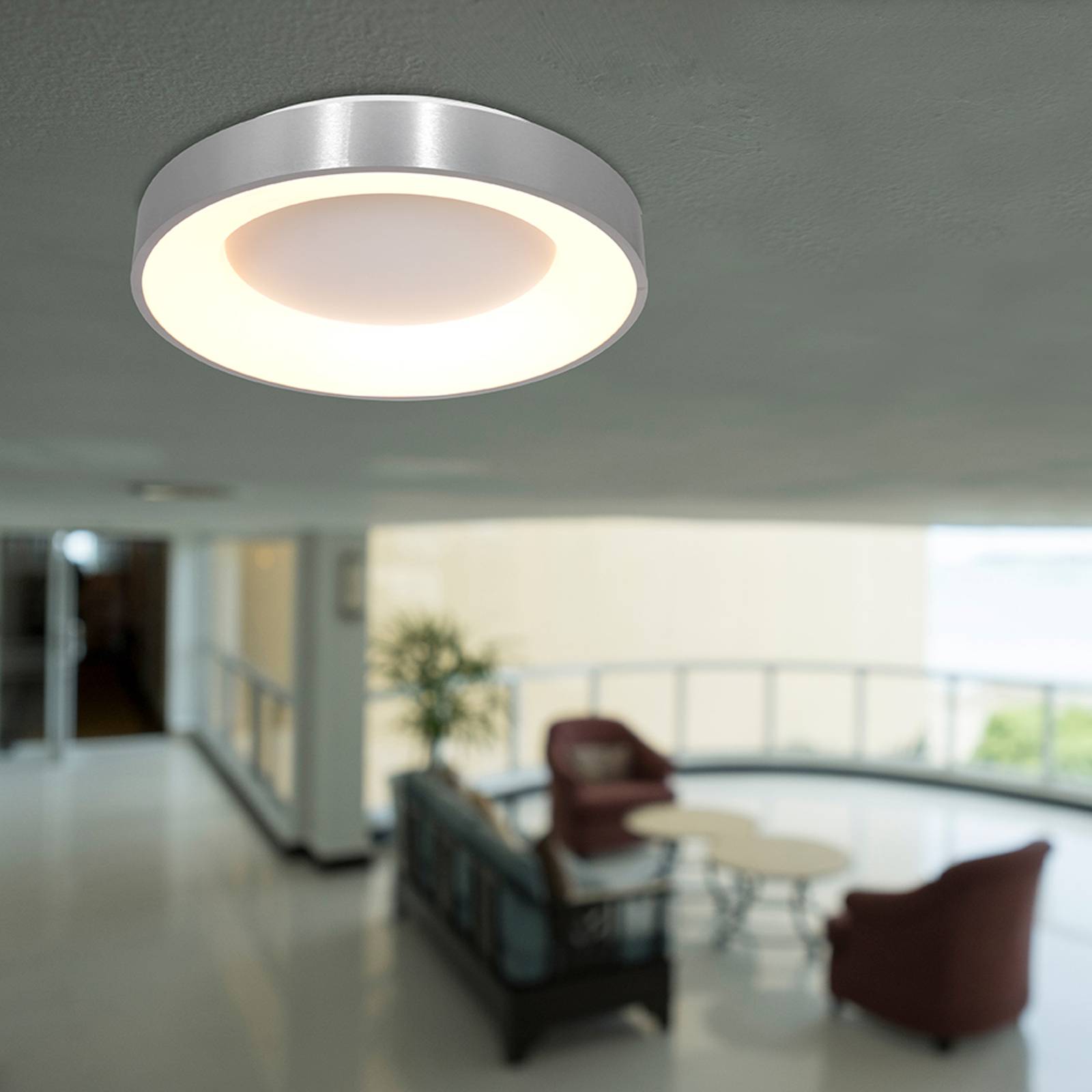 Steinhauer Lampa sufitowa LED Ringlede, 2 700 K Ø 38 cm srebrna