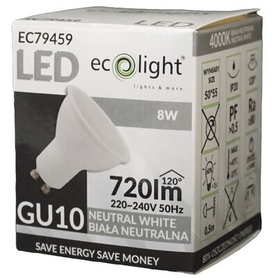 Ecolight Eco Light LED GU10 8W 230V Barwa biała 4000K EC79459 EC79459