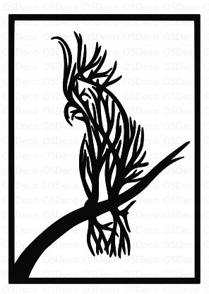 Dekoracja Ścienna 3D Obraz Ażur Papuga Drzewo V109