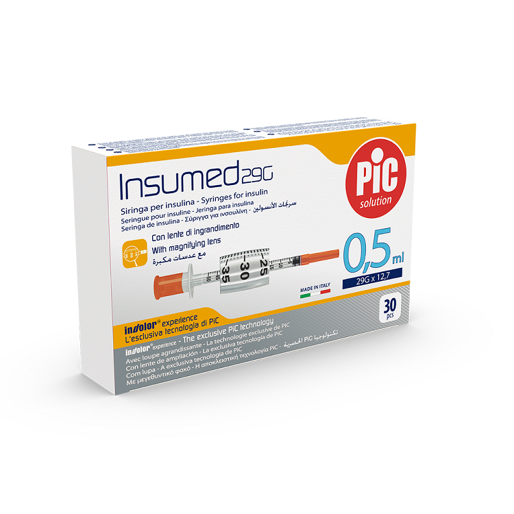 Artsana PIC Insumed 0,5 ml 29 G 12,7 mm strzykawki insulinowe z powiększeniem x 30 szt |  OD 199 PLN!