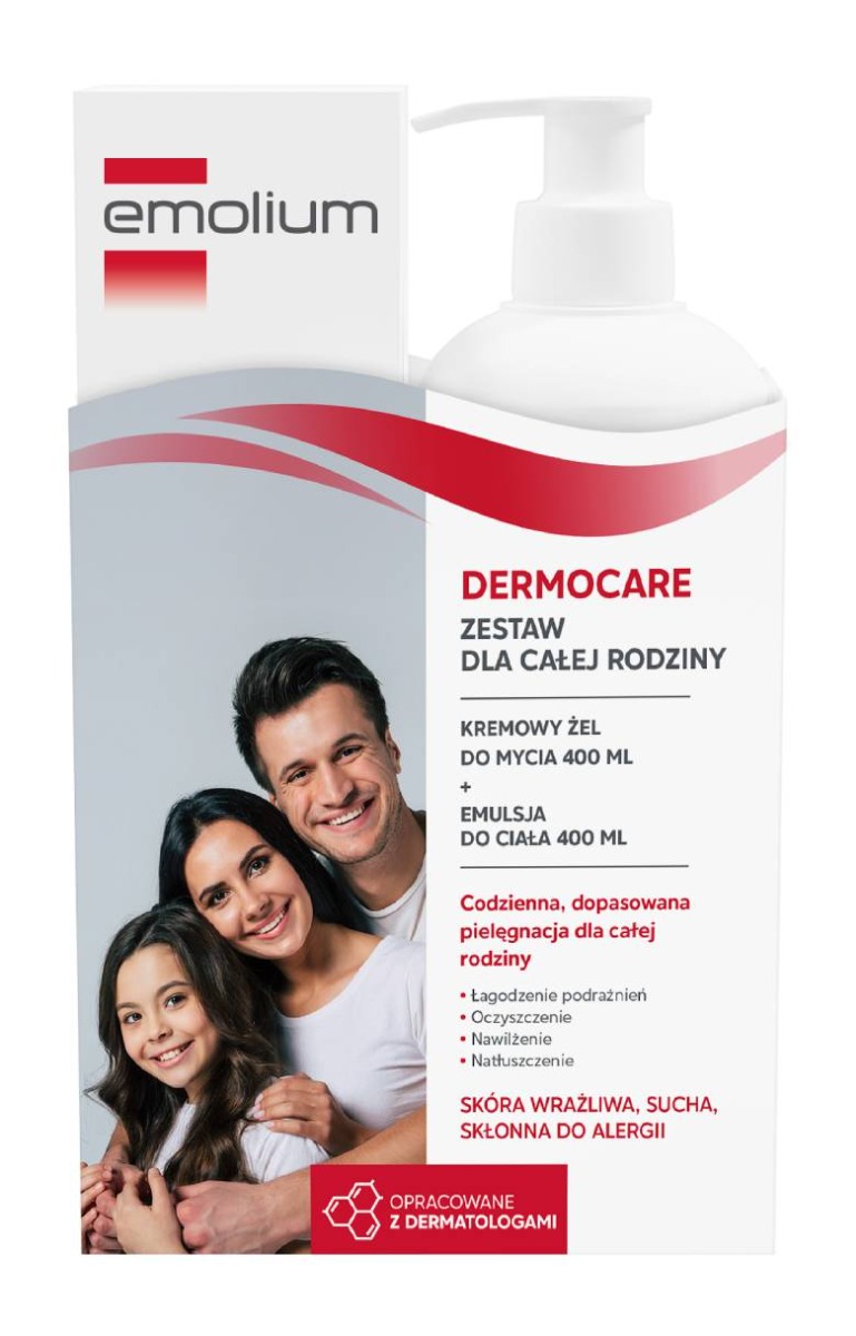 Emolium Dermocare Zestaw (Kremowy żel 400ml + Emulsja do ciała 400ml)