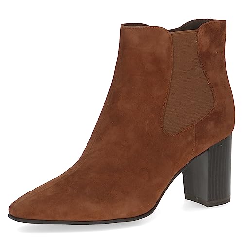Caprice Damskie 9-25330-41 botki sznurowane z obcasem, Cognac Suede, 40 EU