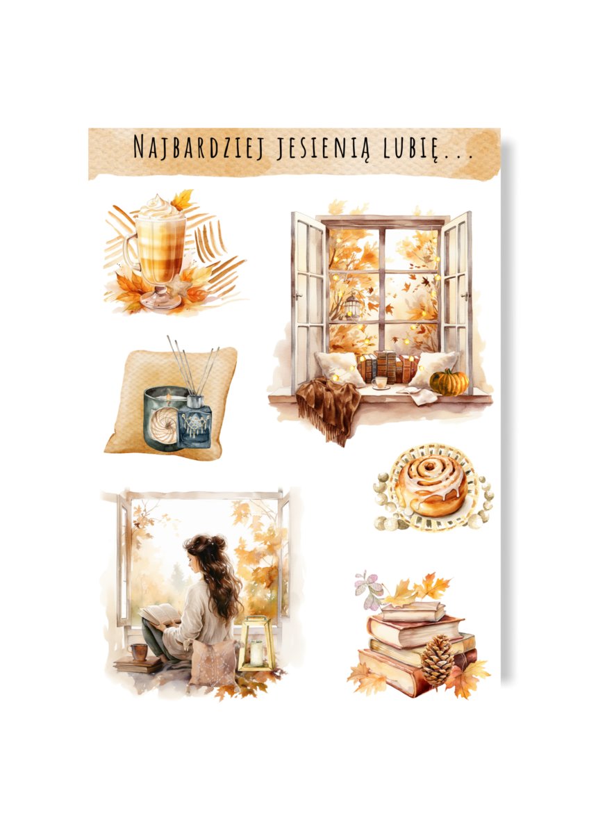 Naklejki jesienne na jesień dla czytelniczki dynia