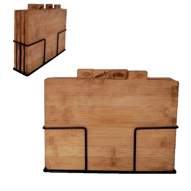 Komplet 4 Desek Do Krojenia Stojak Kuchenny Deska