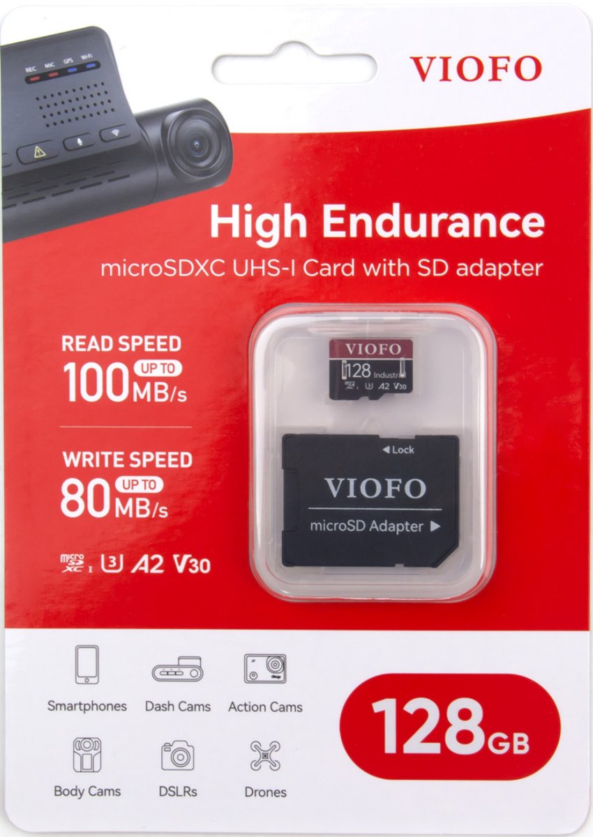 Karta Pamięci Viofo 128Gb Microsdhc V30  Industrial Do Wideorejestratorów Kamer Samochodowych Systemów Monitoringu
