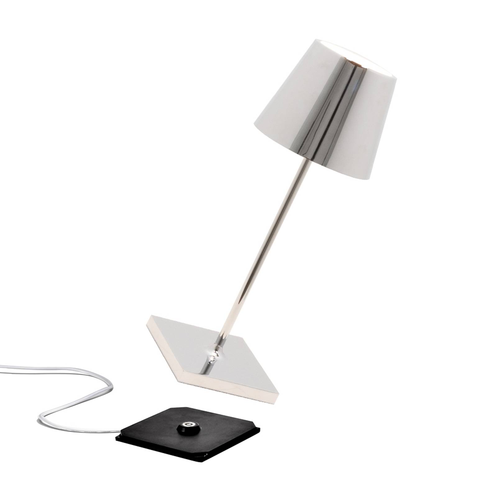 Zafferano Poldina mini lampa bateryjna wewnętrzna chrom błyszczący