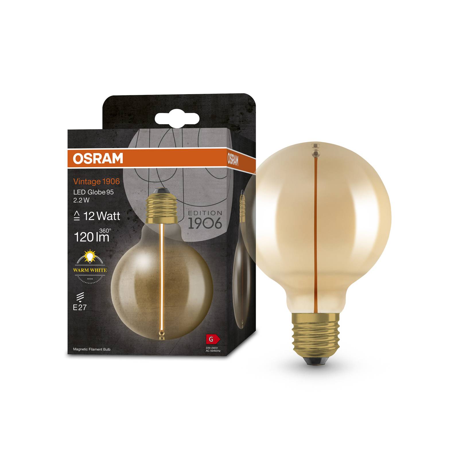 OSRAM Vintage 1906 kulista LED G95 2,2W 827 złota