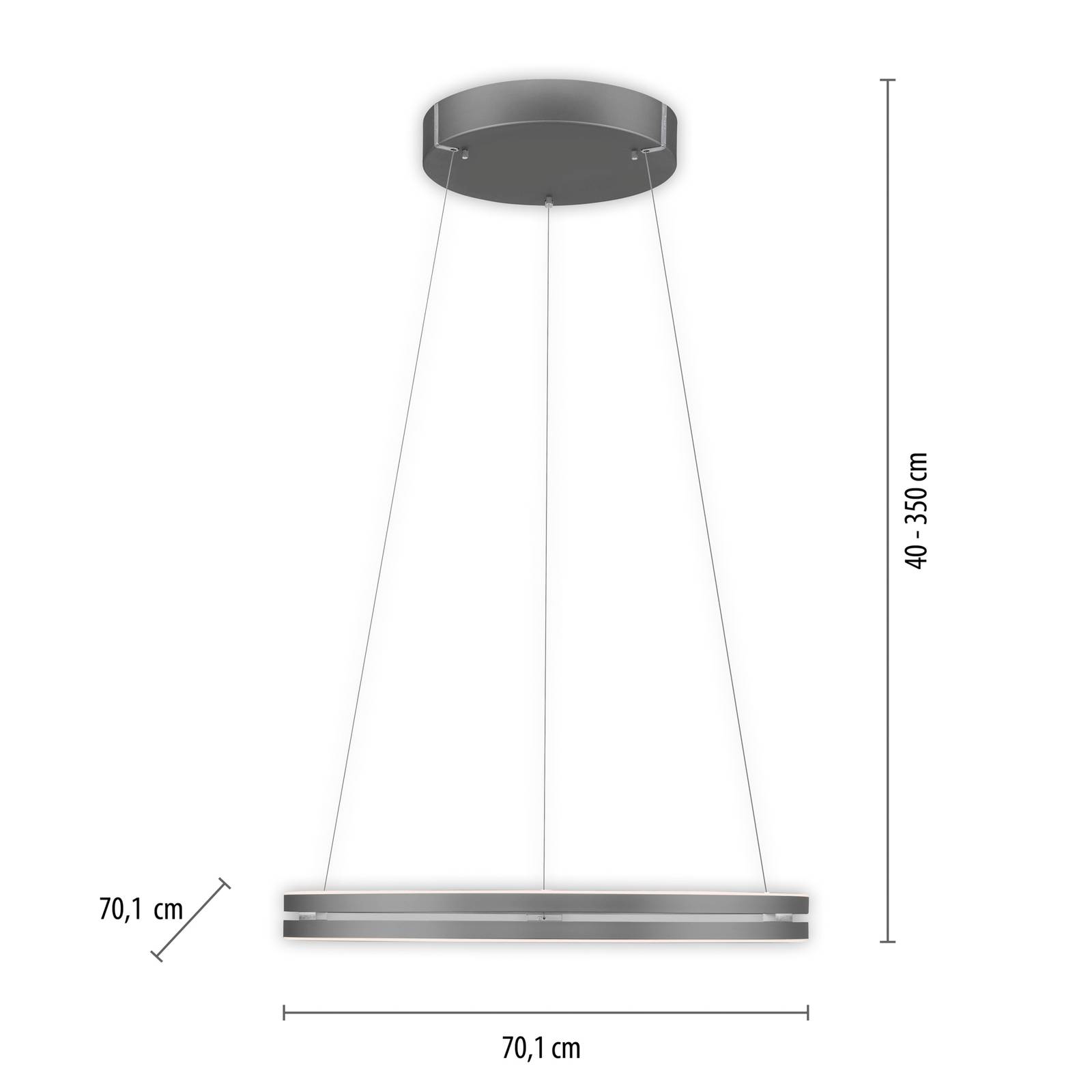Lampa wisząca LED PURE E-Loop, szara, Ø 70 cm, aluminium, CCT