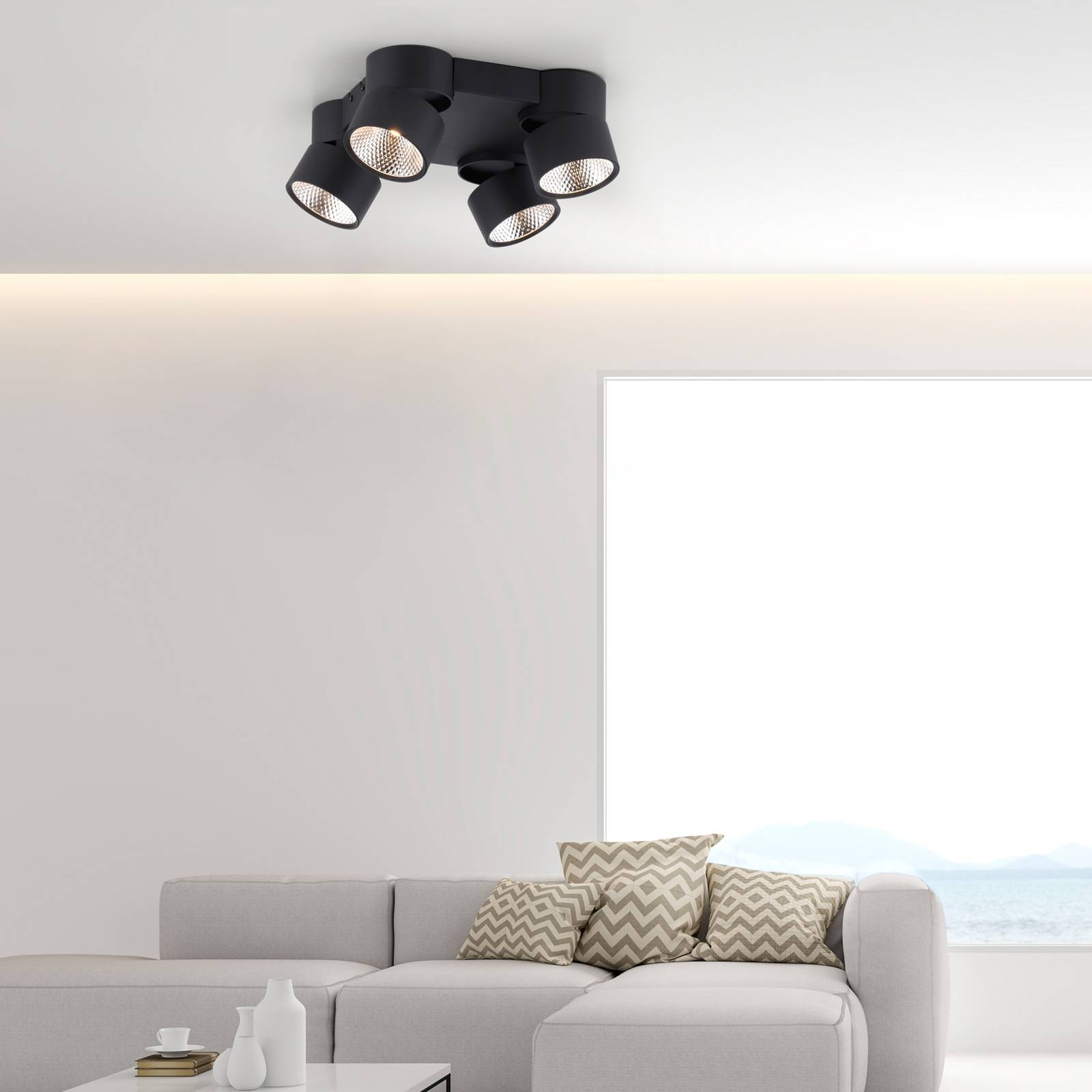 PURE Nola lampa sufitowa LED 4-punktowa czarna