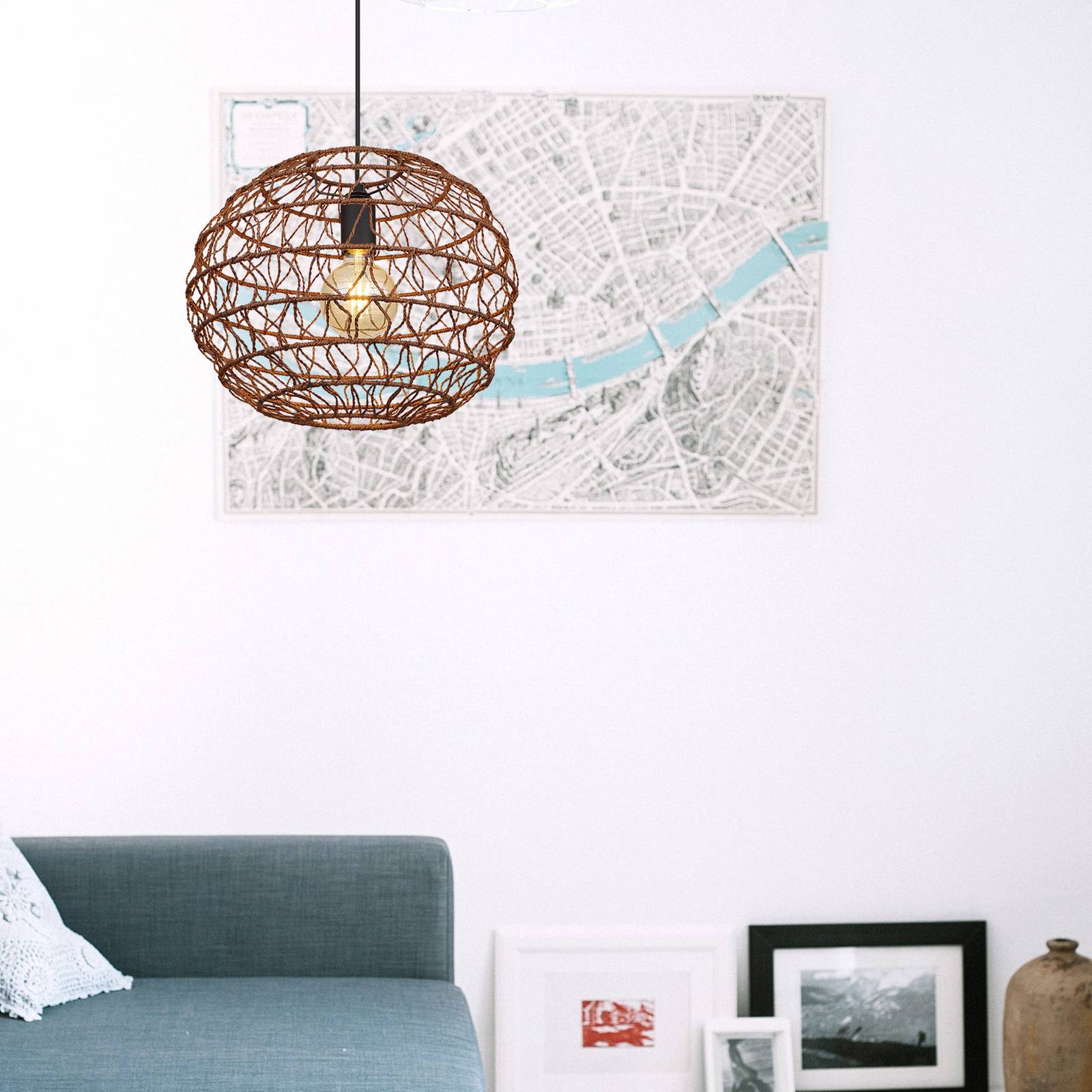 Globo Żyrandol Senni, brązowy, Ø 39 cm