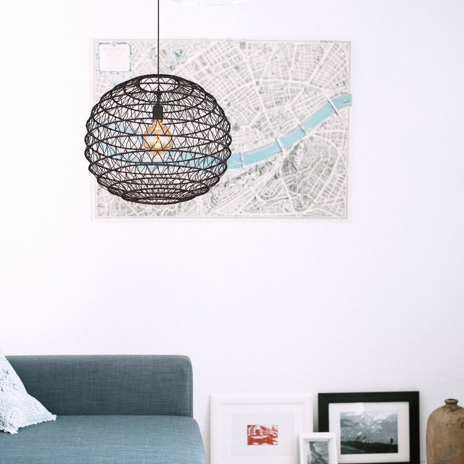 Globo Żyrandol Senni, czarny Ø 59 cm