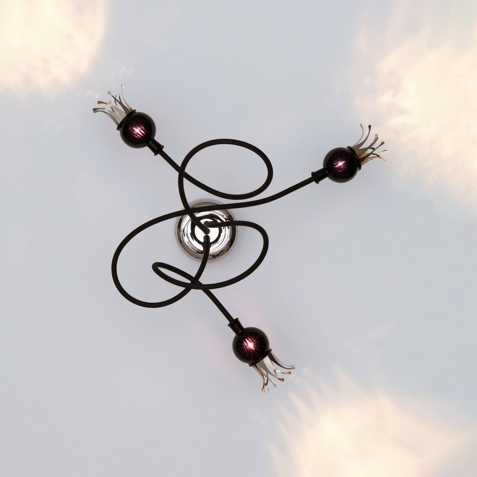 Serien Lighting serien.lighting Poppy sufitowa, 3-punktowa czarna/fioletowa