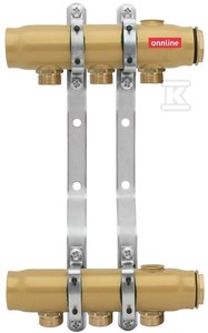 Rozdzielacz stalowy w kolorze mosiężnym Onnline do c.o. 1 1/4