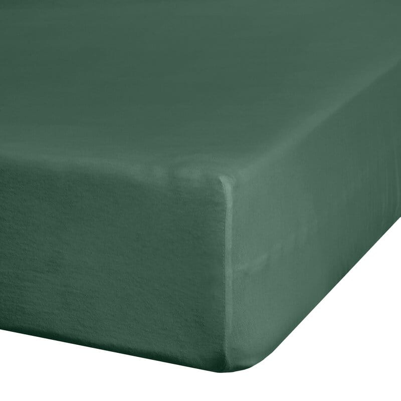 Wysokie prześcieradło 160x200+30cm bawełna jersey ciemnozielone Eurofirany