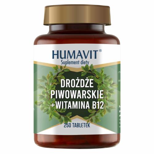 HUMAVIT Drożdże piwowarskie + witamina B12, 250tabl.