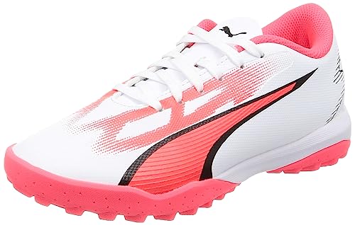 PUMA Unisex dziecięce buty piłkarskie Ultra Play Tt + Mid Jr, Puma Biała Puma czarna ognista orchidea, 34 EU