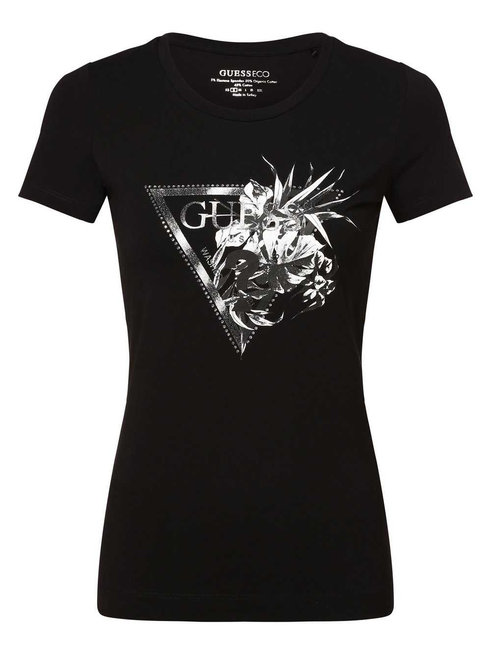 GUESS - T-shirt damski, czarny
