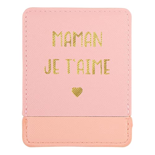 DRAEGER Paris | Mommy I love you lusterko kieszonkowe z różowym etui | Kwadratowe lustro do zabrania wszędzie | Idealny dom i podróże | 9 x 7 cm | Pomysł na prezent urodzinowy, Boże Narodzenie, Dzień