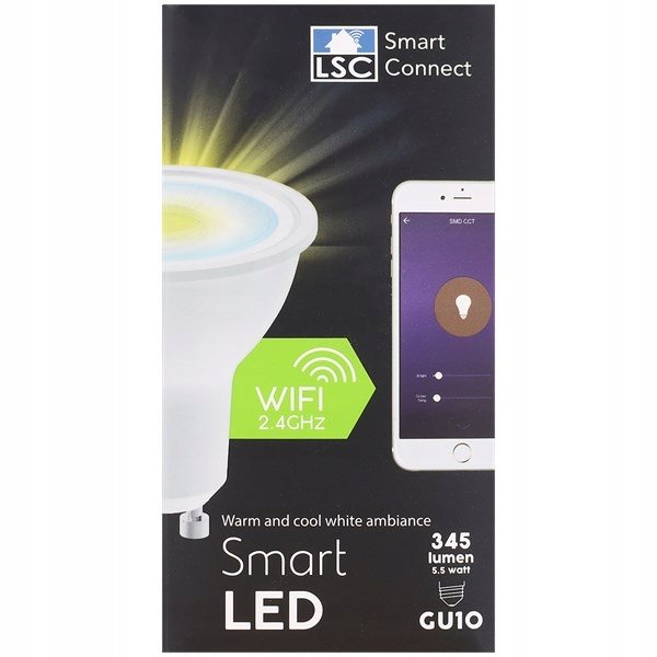 SMART ŻARÓWKA WIFI LED 5,5W GU10 345 LUMEN 2,4 GHz