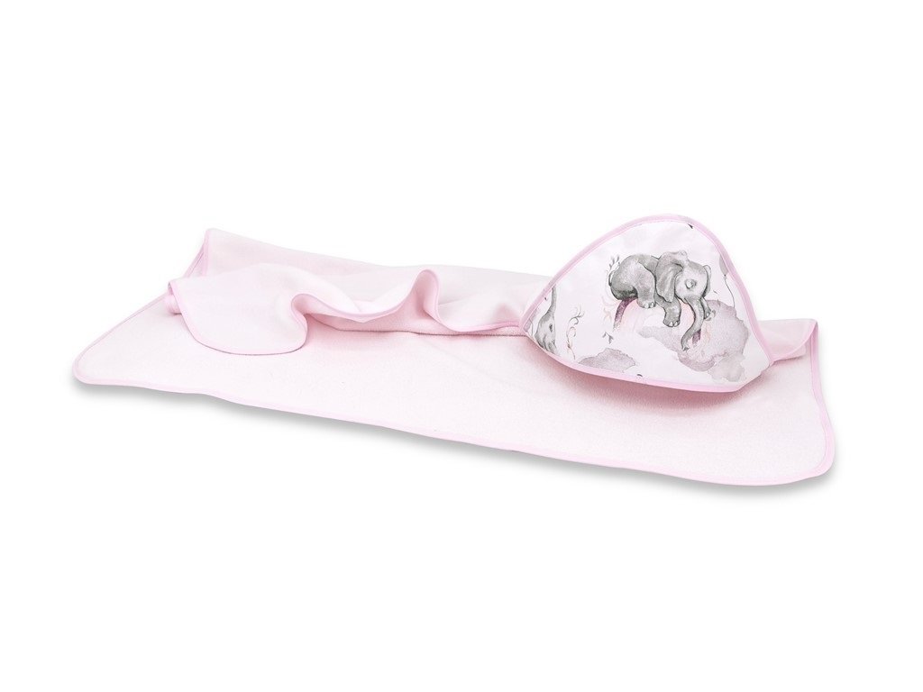 Okrycie kapielowe 100x100 cm SŁONIE NA TĘCZY RÓŻ + RÓŻ