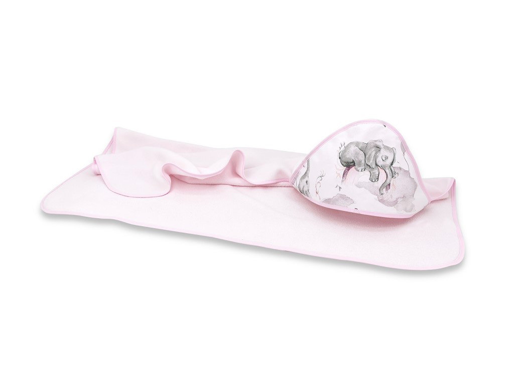 Okrycie kapielowe 80x80 cm SŁONIE NA TĘCZY RÓŻ + RÓŻ