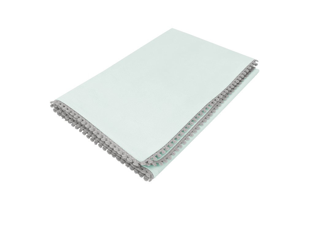 Kocyk 75x100 cm z ozdobną taśmą, chwostami VELVET ZIMNA MIĘTA