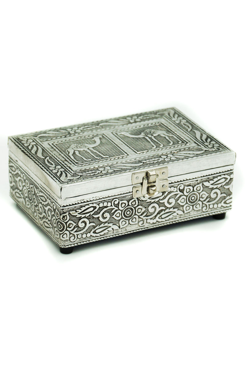 Szkatułka Indyjska Puzderko Skrzyneczka Drewniana Metal