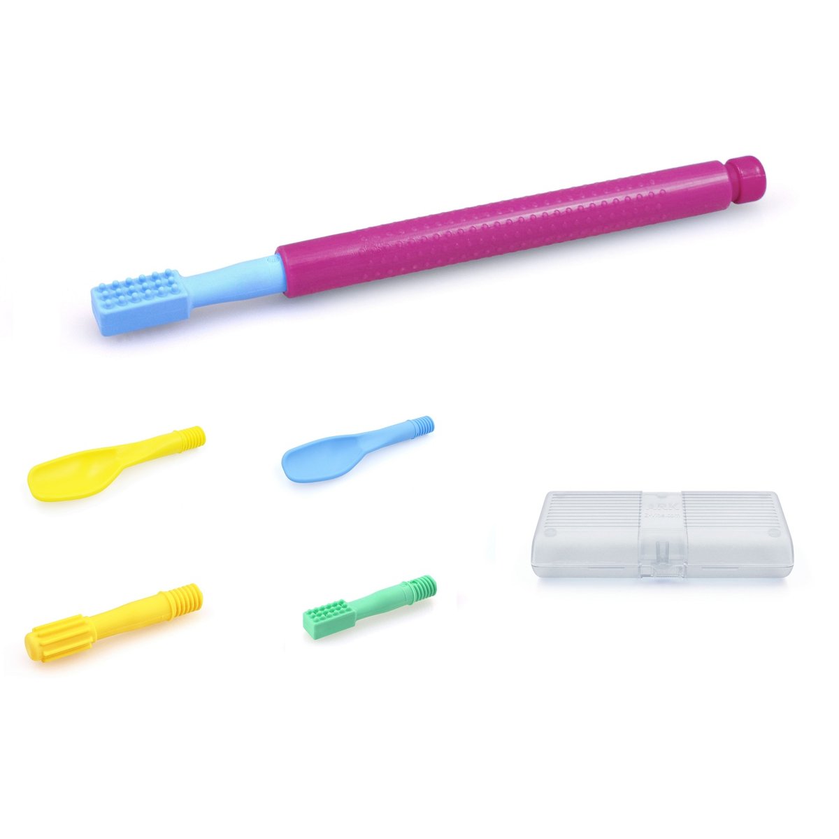 ARK Travel Kit Wibrator Logopedyczny Z-Vibe + 5 końcówek do masażu - Fuksja