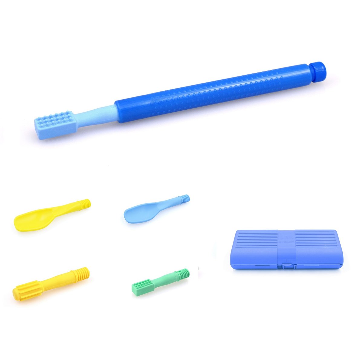 ARK Travel Kit Wibrator Logopedyczny Z-Vibe + 5 końcówek do masażu - Niebieski