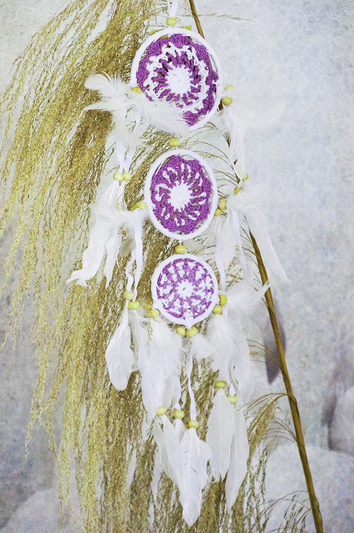 ŁAPACZ SNÓW SZYDEŁKOWY POTRÓJNY 9CM / 50CM