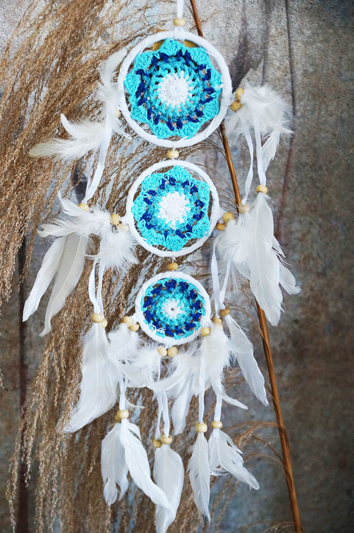 ŁAPACZ SNÓW SZYDEŁKOWY POTRÓJNY 9CM / 50CM