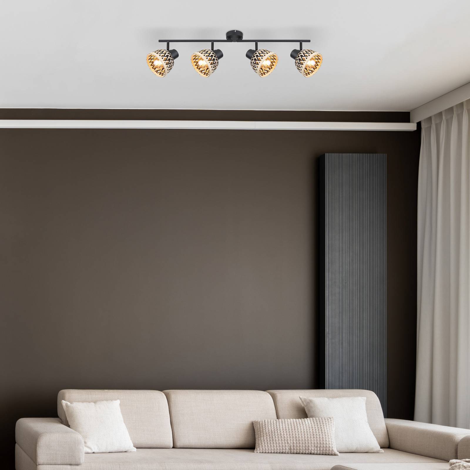 Globo Lampa sufitowa Colly bambusowa plecionka, 4-pkt.