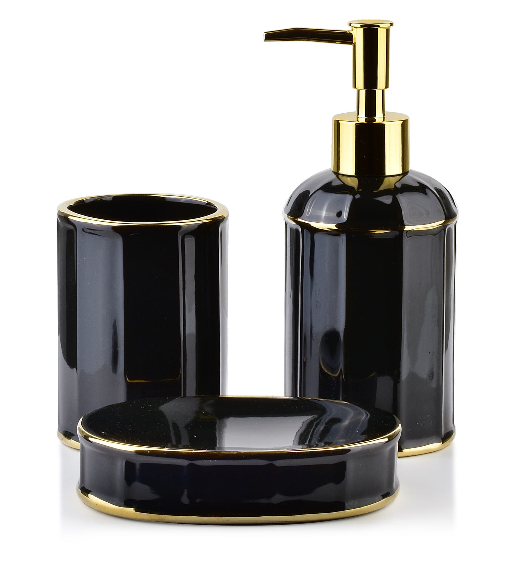 CIRI BLACK Komplet łazienkowy czarno-złoty 350ml