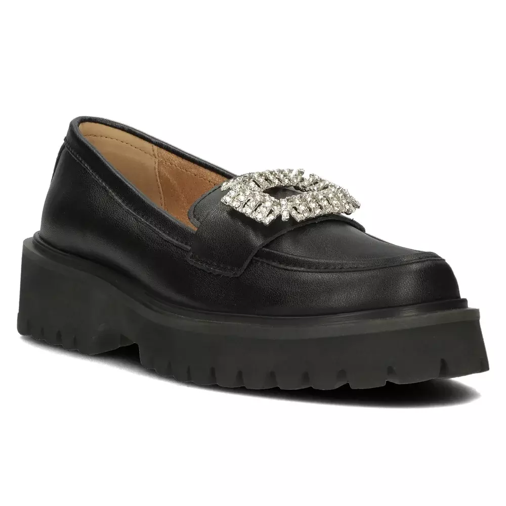 Skórzane półbuty, loafersy damskie - Filippo DP4793/23, czarne